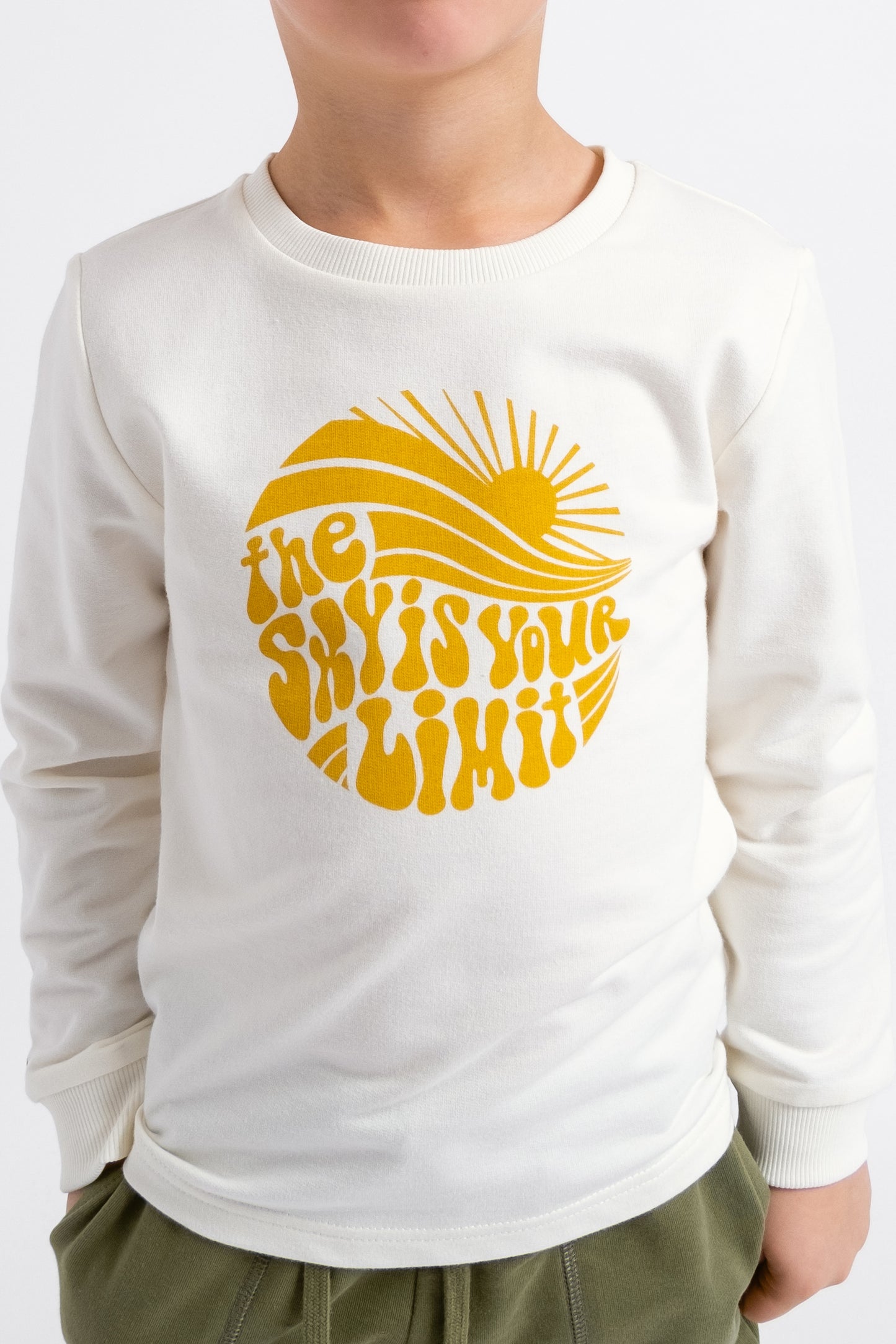 Long Sleeve T-Shirt with (Sky) Phrase - White