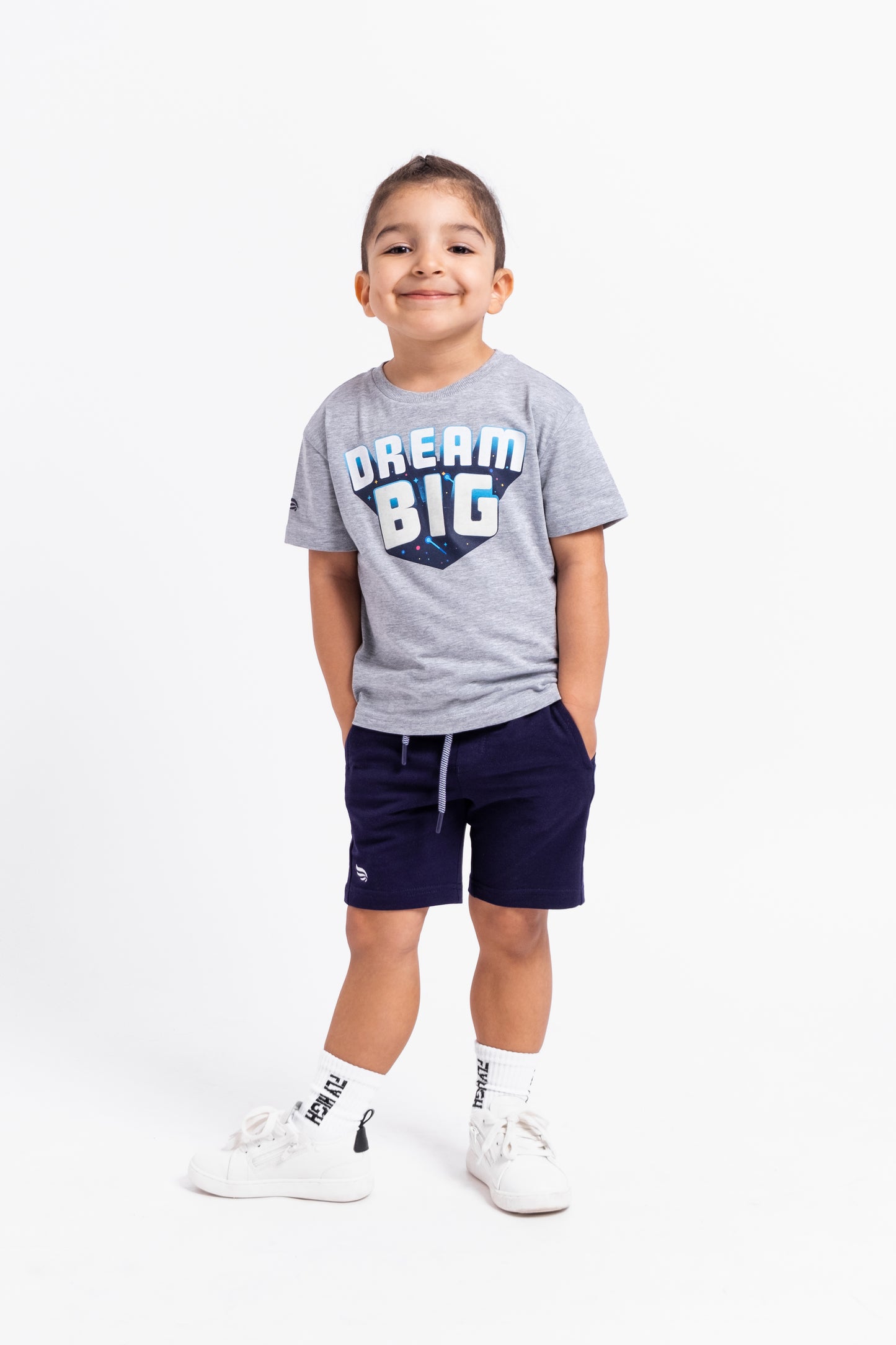 Short Sleeve T-Shirt with (Dream Big) Glow-in-the-Dark Phrase - Grey