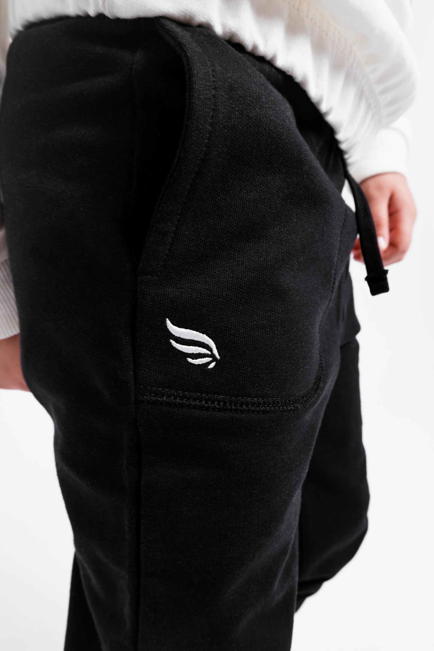 Solid Stitched Pocket Joggers with Drawstring Waistband - Black