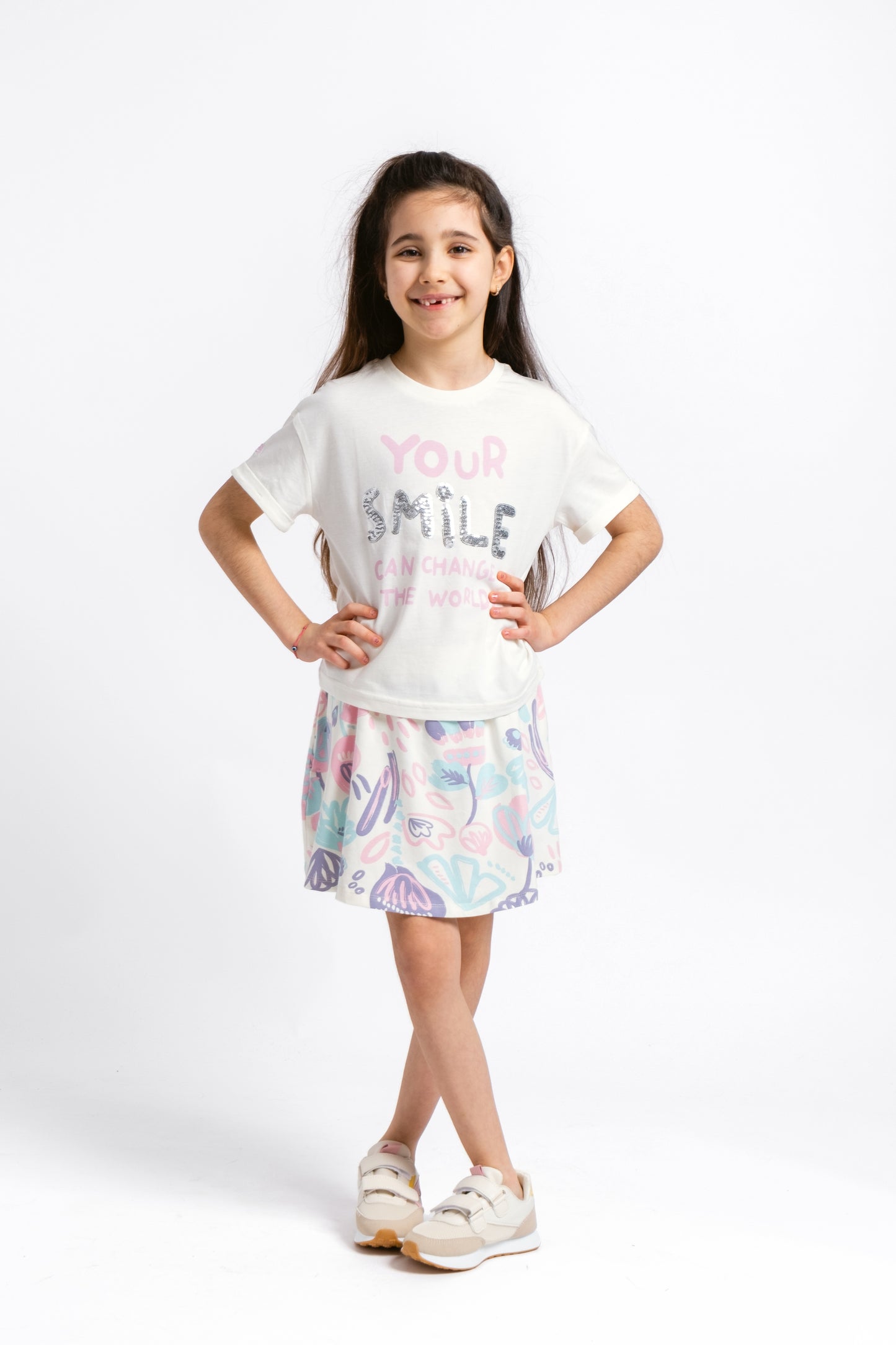 Cherubino "Playful Twirl" Watercolor Floral Skort for Girls