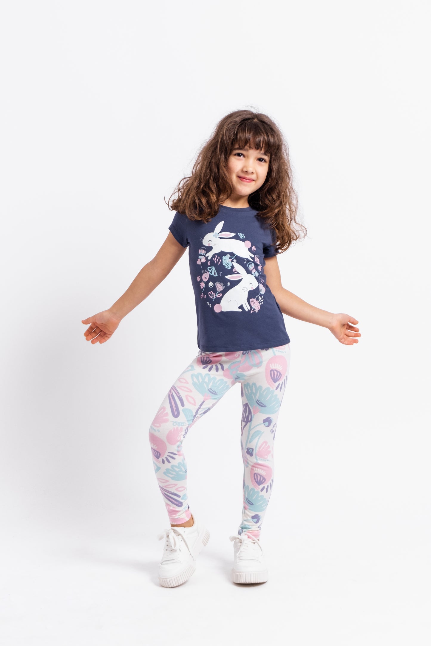 Cherubino "Soft Petals" Cozy Watercolor Floral Leggings for Girls