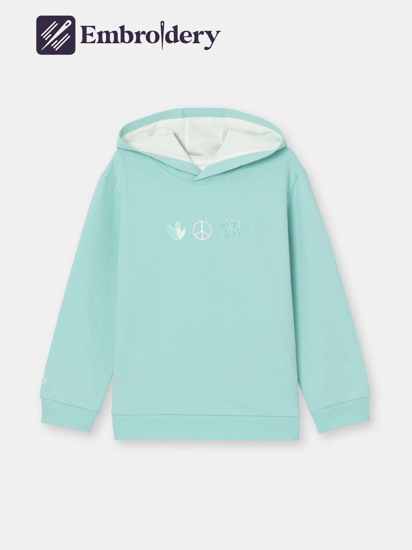 Solid Hoodie Sweatshirt with Embroidery - Atlantis