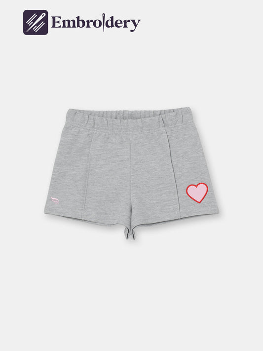 Solid Play-All-Day (or Play & Lounge) Shorts with Heart Patch - Grey