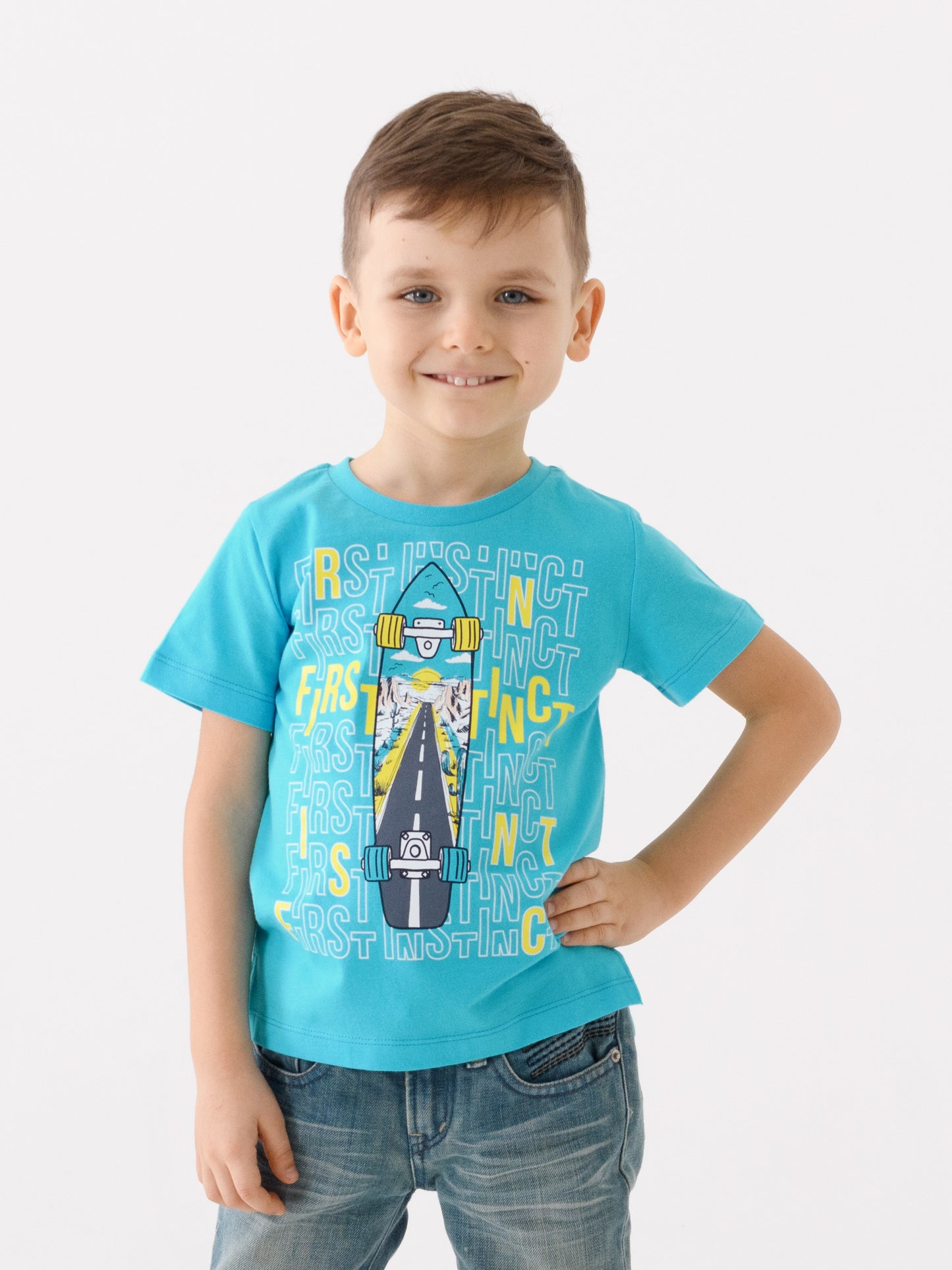 Cherubino Boys' Skateboard Graphic T-Shirt – Fun & Stylish Tees for Back to School - Blue