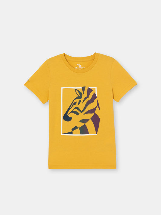 Short Sleeve T-Shirt with (Zebra) Reflective Graphic - Yellow