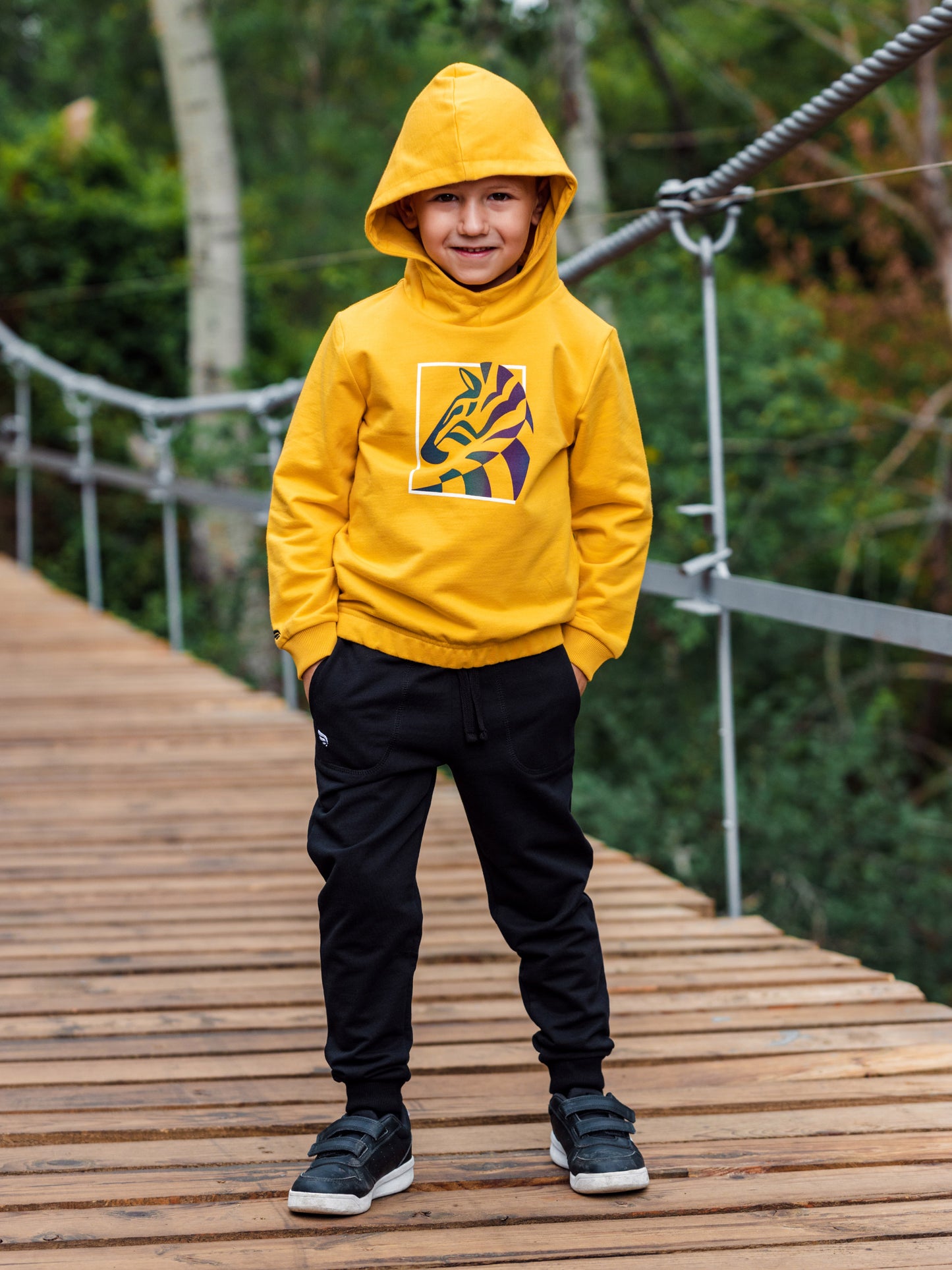 Hoodie Sweatshirt with (Zebra) Reflective Graphic - Yellow