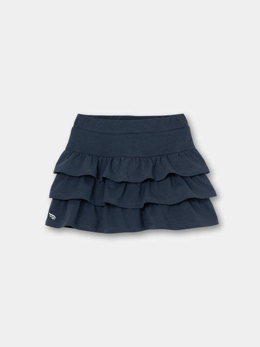 Solid Flutter Trim Skirt - Grey