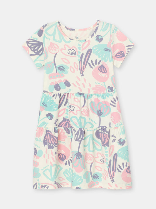 Cherubino "Garden Delight" Watercolor Floral Dress for Girls