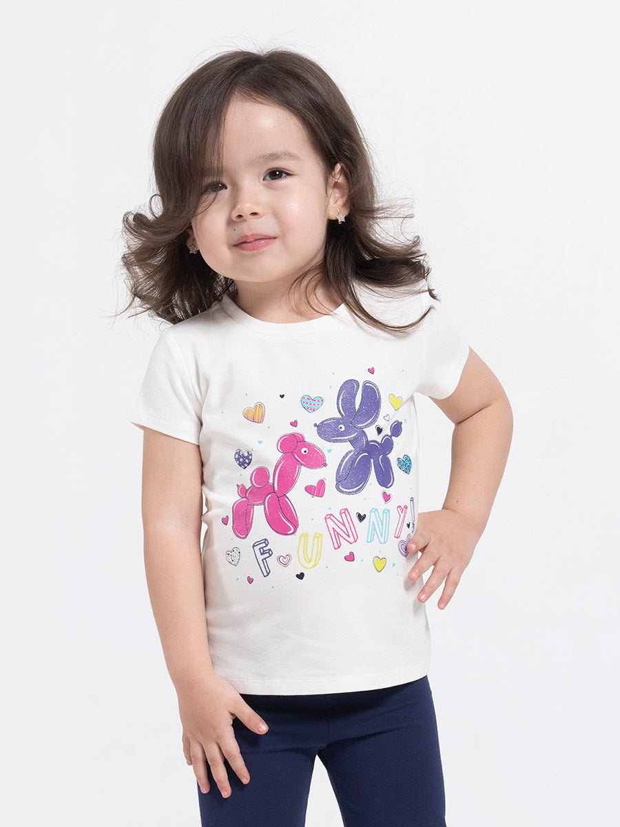 CWKG 62806-21-282 - Cherubino girls white t-shirt with balloon puppy print - model1